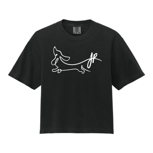 Jacqueline Rollins Dachshund Bowling CoolWick Crop Heavyweight Tee