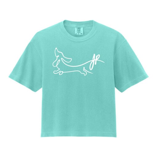 Jacqueline Rollins Dachshund Bowling CoolWick Crop Heavyweight Tee - Image 7