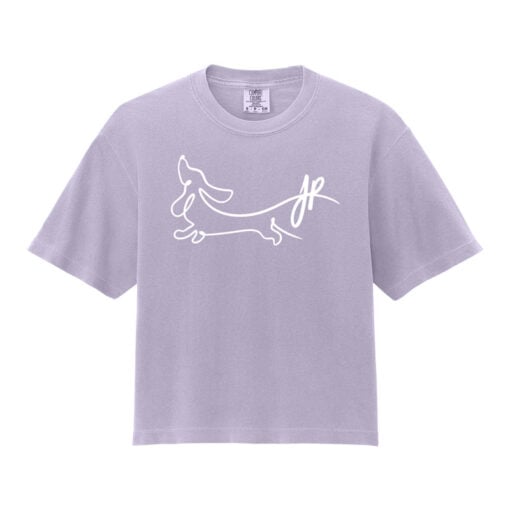 Jacqueline Rollins Dachshund Bowling CoolWick Crop Heavyweight Tee - Image 5