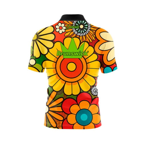 Brunswick Retro Flowers Fast Track CoolWick Bowling Jersey - Image 2