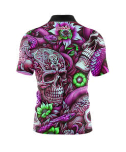 Alternative view of Purple Green Skull Snakes Fast Track CoolWick Bowling Jersey