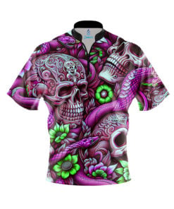 Purple Green Skull Snakes Fast Track CoolWick Bowling Jersey