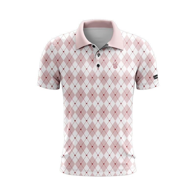 CoolWick Valentine's Argyle Everyday Button Polo