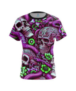 Purple Green Skull Snakes CoolWick Bowling Jersey