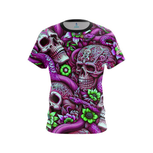 Purple Green Skull Snakes CoolWick Bowling Jersey