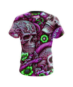 Alternative view of Purple Green Skull Snakes CoolWick Bowling Jersey