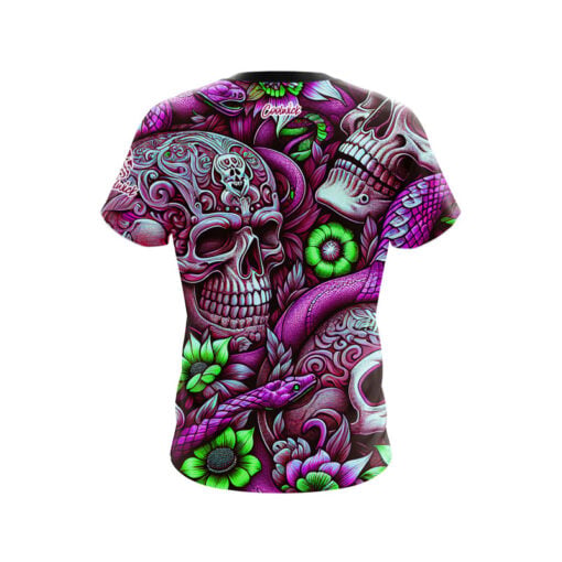 Purple Green Skull Snakes CoolWick Bowling Jersey - Image 2