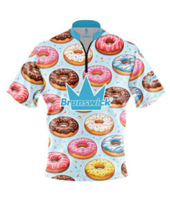 Brunswick Blue Doughnut Quick Ship CoolWick Sash Zip Bowling Jersey