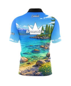 Alternative view of Brunswick Lake Tahoe Quick Ship CoolWick Sash Zip Bowling Jersey