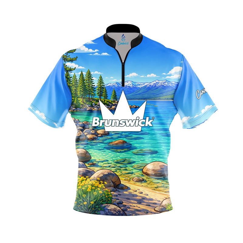 Brunswick Lake Tahoe Quick Ship CoolWick Sash Zip Bowling Jersey