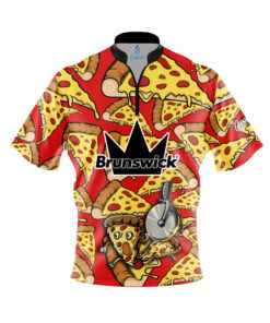 Brunswick Pizza Party Quick Ship CoolWick Sash Zip Bowling Jersey