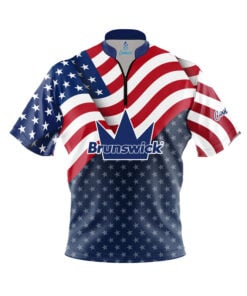 Brunswick USA Freedom Quick Ship CoolWick Sash Zip Bowling Jersey