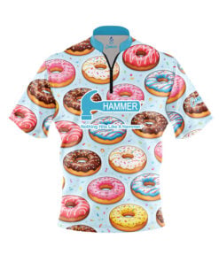 Hammer Blue Doughnut Quick Ship CoolWick Sash Zip Bowling Jersey