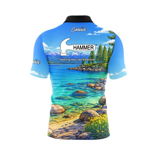 Hammer Lake Tahoe Quick Ship CoolWick Sash Zip Bowling Jersey - Image 2