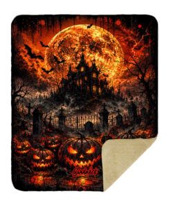 Alternative view of CoolWick Harvest of Horror Sherpa Lined Throw Blanket