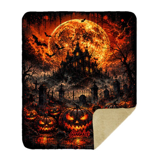 CoolWick Harvest of Horror Sherpa Lined Throw Blanket - Image 2