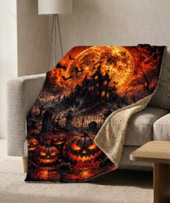 CoolWick Harvest of Horror Sherpa Lined Throw Blanket
