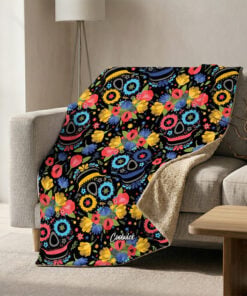CoolWick Muertos Sherpa Lined Throw Blanket