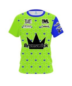 Stefanie Johnson Brunswick Lime Green Blue Crowns CoolWick Bowling Jersey