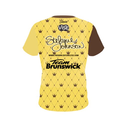 Stefanie Johnson Brunswick Yellow Brown Crowns CoolWick Bowling Jersey - Image 2