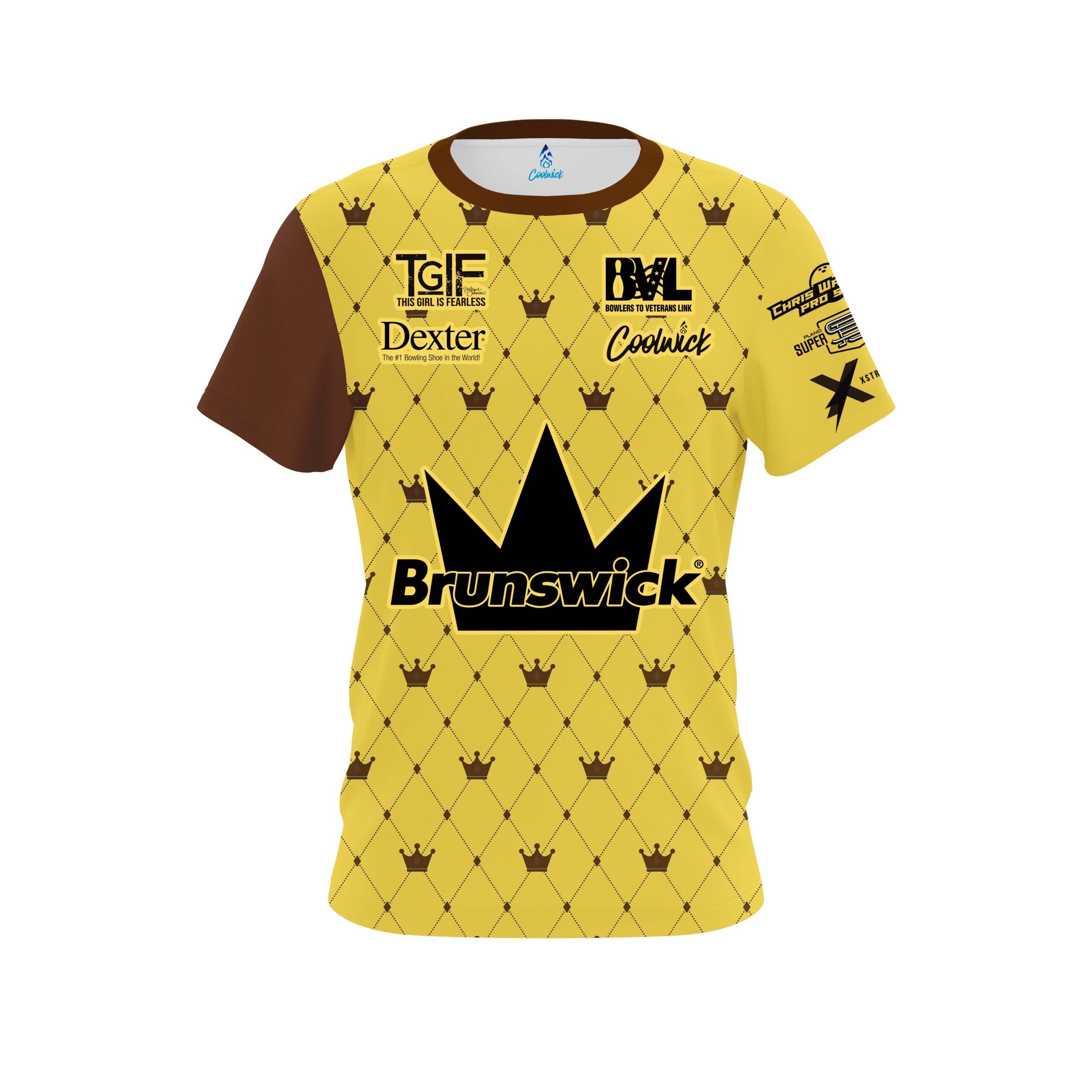 Stefanie Johnson Brunswick Yellow Brown Crowns CoolWick Bowling Jersey