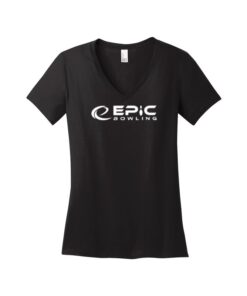 Epic CoolWick Women's V-Neck Bowling T-Shirt - Jet Black
