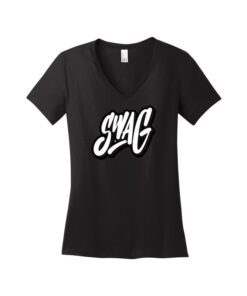Swag CoolWick Women's V-Neck Bowling T-Shirt - Jet Black