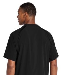 CoolWick Short Sleeve 1/2-Zip Bowling Jacket back - Black