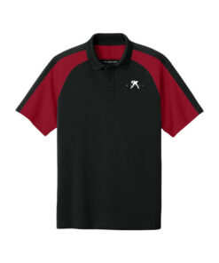 Belmo CoolWick Wearever Performance Pique Colorblock Bowling Polo - Deep Black/Rich Red
