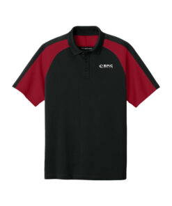 Epic CoolWick Wearever Performance Pique Colorblock Bowling Polo - Deep Black/Rich Red
