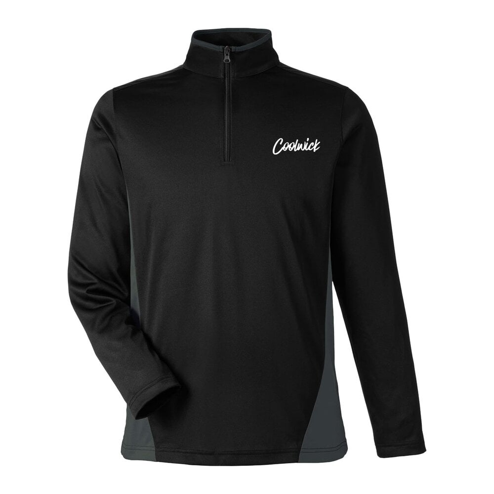 CoolWick CoolWick Colorblock Quarter-Zip Bowling Pullover - Black/Dark Charcoal