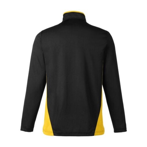 CoolWick Colorblock Quarter-Zip Bowling Pullover back - Black/Sunray Yellow