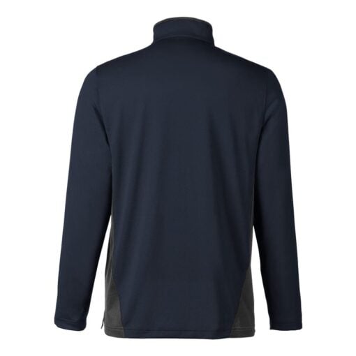 CoolWick Colorblock Quarter-Zip Bowling Pullover back - Dark Navy/Dark Charcoal