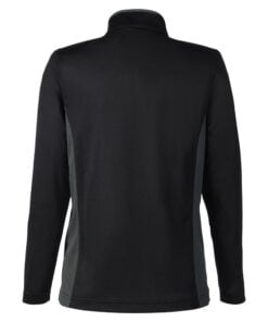 CoolWick Women's Colorblock Quarter-Zip Bowling Pullover back - Black/Dark Charcoal