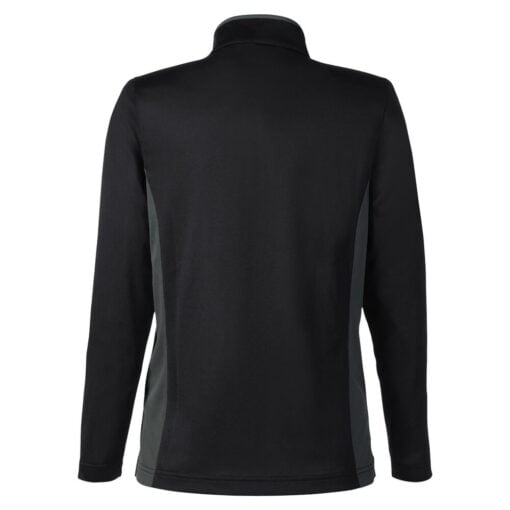 CoolWick Women's Colorblock Quarter-Zip Bowling Pullover back - Black/Dark Charcoal