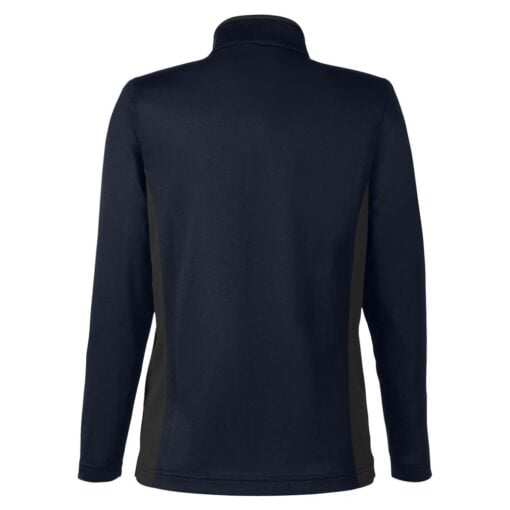 CoolWick Women's Colorblock Quarter-Zip Bowling Pullover back - Dark Navy/Dark Charcoal