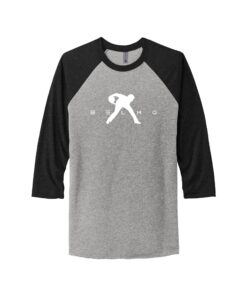 Belmo CoolWick Men's Tri-Blend 3/4-Sleeve Raglan Bowling Tee - Vintage Black/ Premium Heather