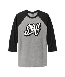 Swag CoolWick Men's Tri-Blend 3/4-Sleeve Raglan Bowling Tee - Vintage Black/ Premium Heather