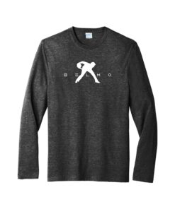 Belmo CoolWick Men's Tri-Blend Long Sleeve Bowling T-Shirt - Black Heather
