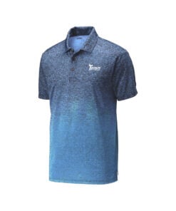 Track CoolWick Men's Ombre Heather Bowling Polo - Carolina Blue/Navy
