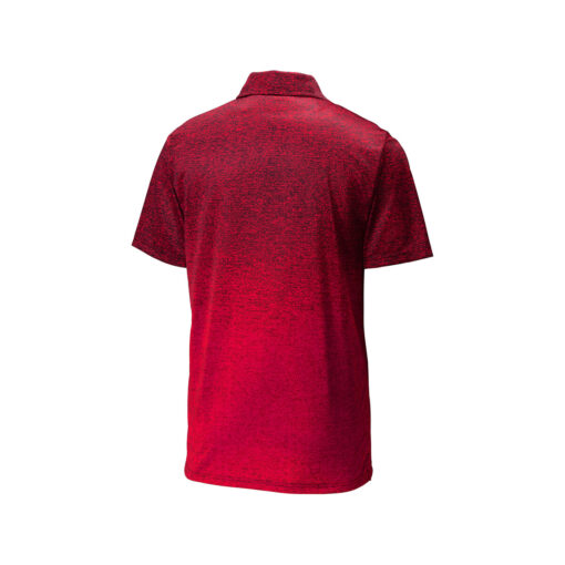 CoolWick Men's Ombre Heather Bowling Polo - Deep Red/Black (back)