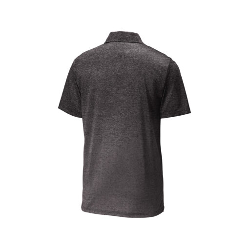 CoolWick Men's Ombre Heather Bowling Polo - Iron Grey/Black (back)