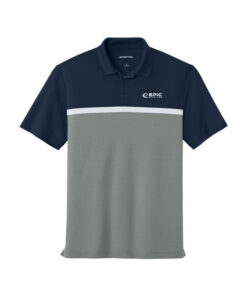 Epic CoolWick UV Micropique Colorblock Bowling Polo - True Navy/Grey Concrete Heather/White