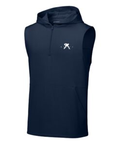 Belmo CoolWick Sleeveless Hooded 1/4-Zip Bowling Pullover - True Navy