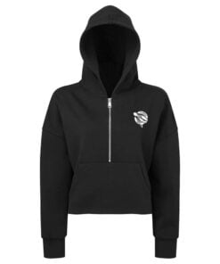 12Bagger CoolWick Women's Cropped Half-Zip Bowling Hoodie - Black
