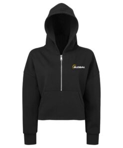 900 Global CoolWick Women's Cropped Half-Zip Bowling Hoodie - Black