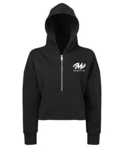 Motiv CoolWick Women's Cropped Half-Zip Bowling Hoodie - Black