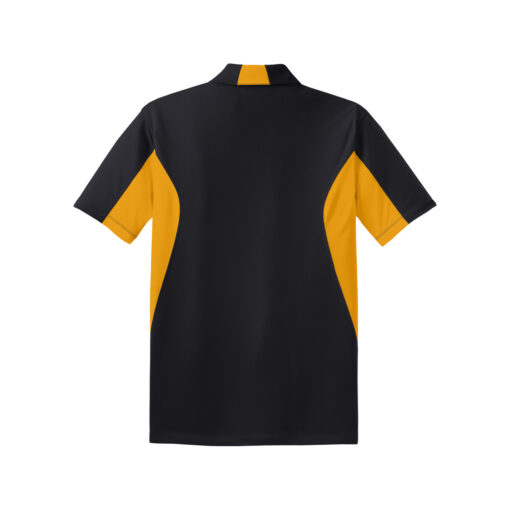 CoolWick Men's Tall Side Blocked Micropique Bowling Polo - Black/Gold (back)