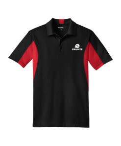 Ebonite CoolWick Men's Tall Side Blocked Micropique Bowling Polo - Black/True Red