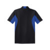 CoolWick Men's Tall Side Blocked Micropique Bowling Polo - Black/True Royal (back)